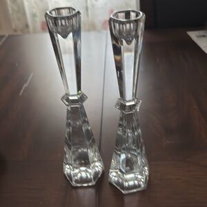 NEW! 9” Crystal candle sticks pair. In excellent condition Never used.